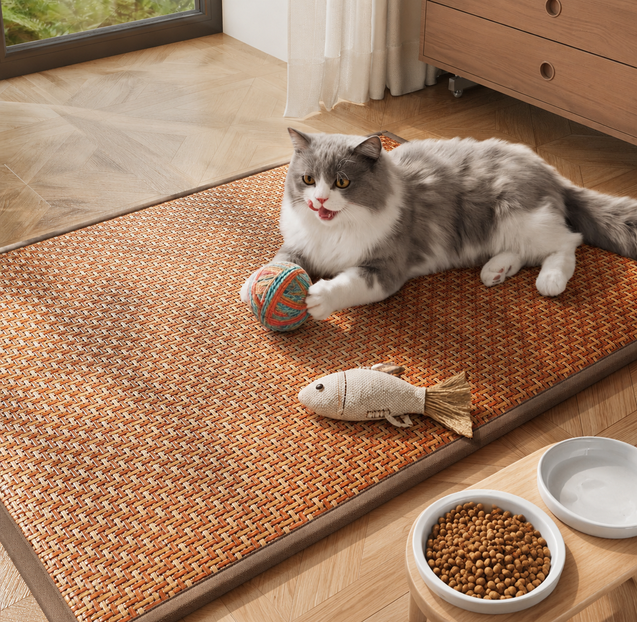 Summer Ice-Silk Woven Pet Mat