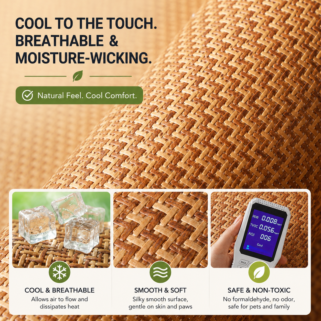 Summer Ice-Silk Woven Pet Mat